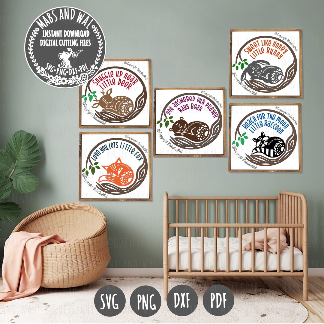 Woodland Animals Bundle 5 SVG PNG DXF Pdf Digital Cutting File/baby ...