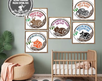 Woodland animals bundle 5 SVG PNG DXF Pdf digital cutting file/baby animal svg/fox/deer/rabbit/bear/raccoon/nursery decor/woodland friends