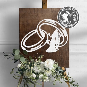 Wedding rings bride and groom SVG PNG DXF digital cutting file/wedding day decoration svg/wedding couple svg/wedding sign svg/commercial use
