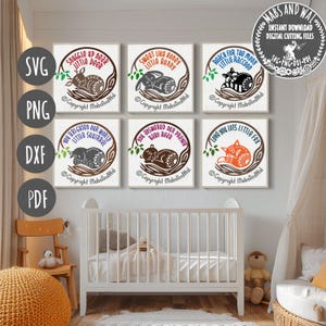 Bundle d'animaux des bois 6 fichier numérique SVG PNG DXF Pdf/bébés animaux svg/renard/cerf/lapin/ours/raton laveur/écureuil/crèche décoration murale svg