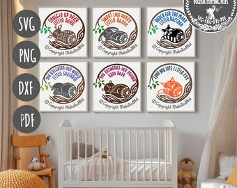 Woodland animals bundle 6 SVG PNG DXF Pdf digital file/baby animals svg/fox/deer/rabbit/bear/raccoon/squirrel/nursery wall decoration svg