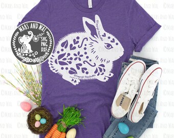 Bunny folk style SVG PNG DXF digital cutting file/easter bunny svg/Bunny rabbit/rabbit svg/rabbit decor/folk bunny rabbit svg/commercial use