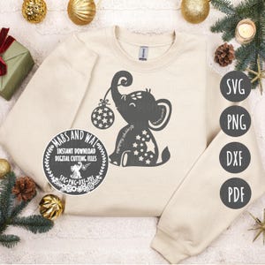 Ozdoba w kształcie słonia SVG PNG DXF Pdf cyfrowy plik do cięcia/ozdoba w kształcie słonia/słoń bożonarodzeniowy/słońek w kształcie małego svg/plik dekoracji świątecznej