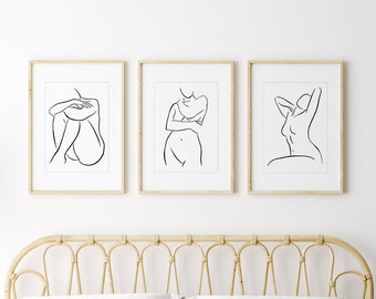 Simple Naked Woman Drawing - Etsy