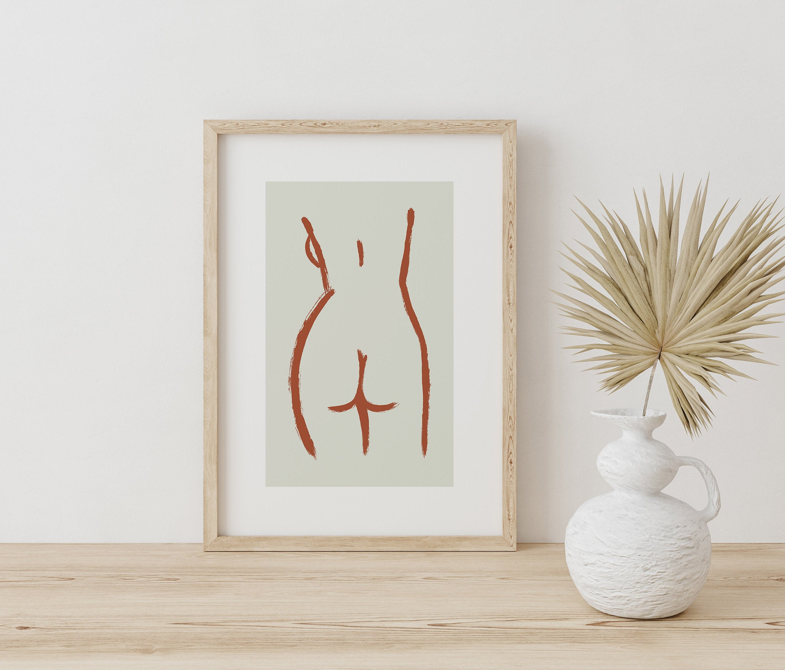 Abstract Nude Art Print Naked Woman Body Line Art Female