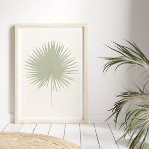 Boho Abstract Botanical Art, Boho Leaf Wall Decor, Minimal Palm Art, Neutral Tropical Art, Beige Boho Art, Minimal Summer Prints