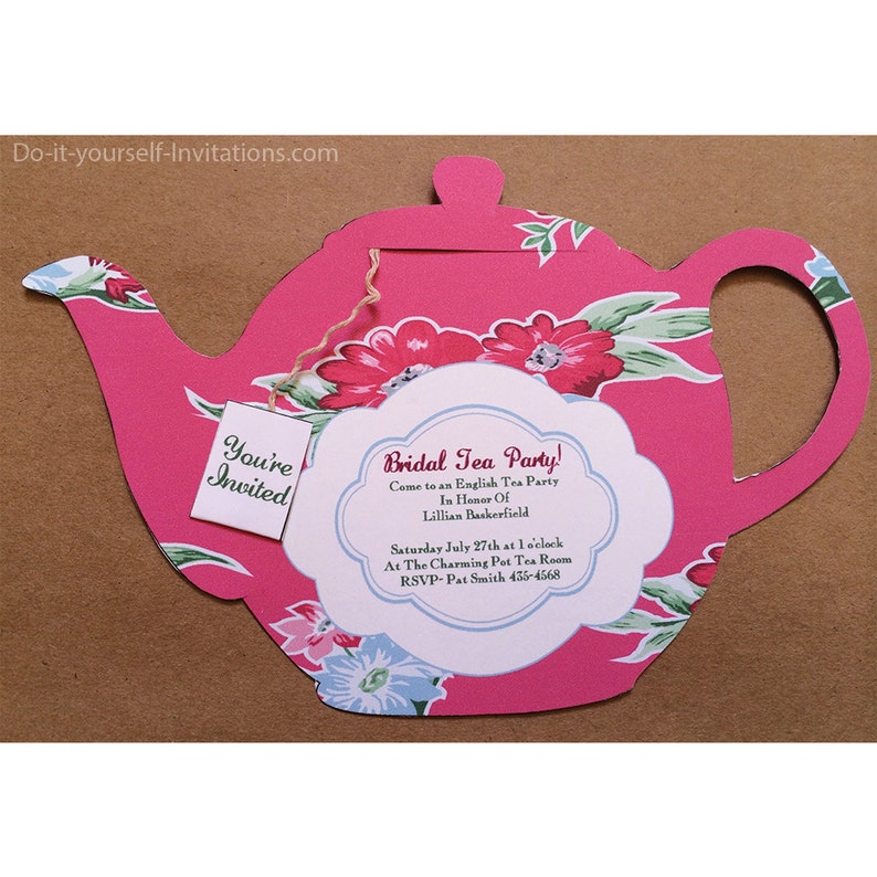 printable tea party invitation bridal tea party invitation etsy