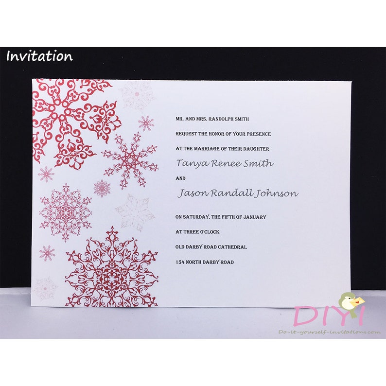 Printable Winter Wedding Invitation Template Standard Set