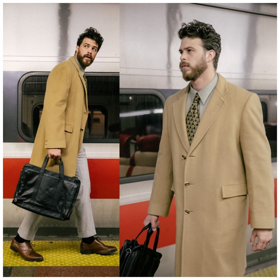 Vintage 1980s Camel Coat, Menswear