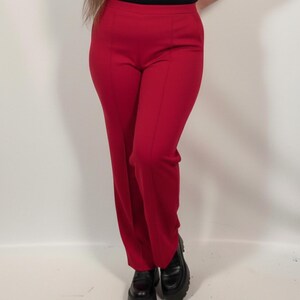 Vintage 70er Jahre Übergröße Cranberry Polyester Hose mit geradem Bein Gr. XL