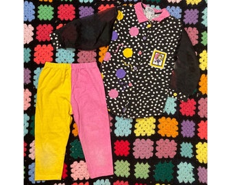 Vintage 80s Kids 2 Piece Pant Set Cotton Made In USA Size 4-6X