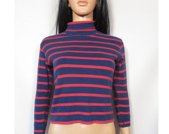 Vintage 90s Gap Striped Turtleneck Tshirt Size Youth M OR Womens XXS