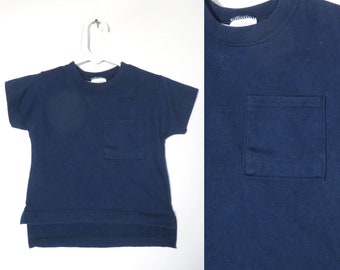 Vintage 90s Kids Carters Navy Blue Pocket Tee Made In USA Size 2T