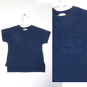Vintage 90s Kids Carters Navy Blue Pocket Tee Made In USA Rozmiar 2T