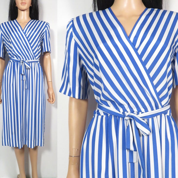 Vintage 80s Liz Claiborne Striped Lightweight Dress Size L