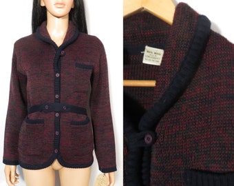 Vintage 80s Deadstock Liz Claiborne Marbled Wool Cardigan Size M