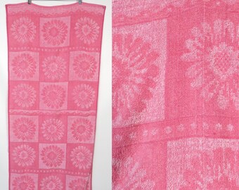 Vintage Pink Sunflower Print Beach Towel / Bath Towel