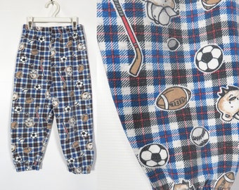 Vintage 90s Kids Comfy Sports Print Cotton Blend Pants Size 3T