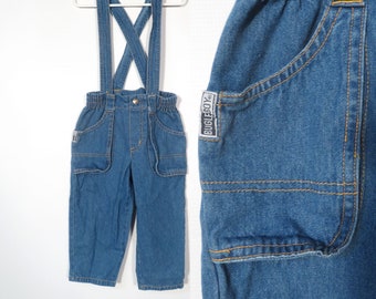 Vintage 90s Kids Bugle Boy Suspender Jeans Size 2T/3T