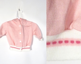 Vintage 70s Baby Pastel Pink Snap Hoodie Size NB