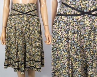 Vintage 70s Calico Floral Prairie Gunne Sax Style Skirt Size XXS 23 Waist