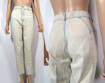 Vintage 80s Chic Ultra Bleach Out Acid Wash High Waist Skinny Jeans Made In USA Size 28x28
