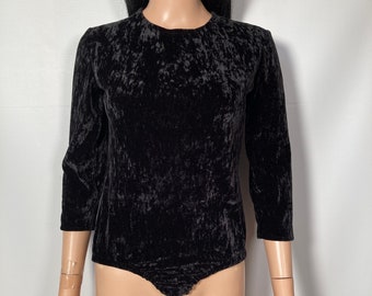 Vintage Crushed Velvet Bodysuit Size XS Short Torso