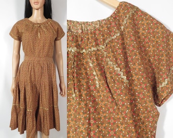 Vintage 50s/60s Handmade Fall Tone Patio Skirt Set Size 27 Waist