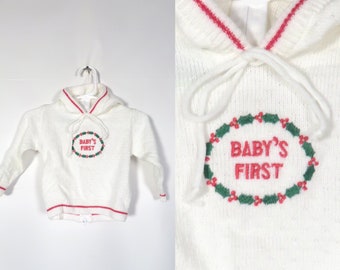 Vintage 80s Baby's First Christmas Sweater Size 6/9M