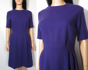 Vintage 60s Purple Woven Knit Winter Fall Dress Size S/M