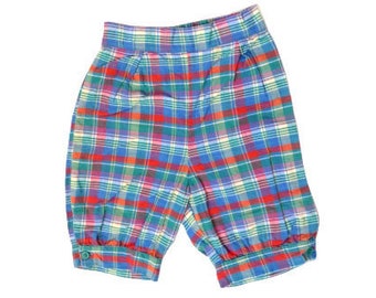 Vintage 80s/90s Unisex Kids Plaid Cotton Pants Size 3T