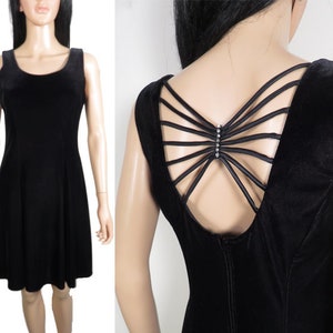 Vintage 90s Velvet Cage Back Mini Dress Size S image 1