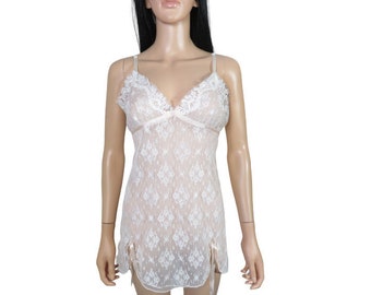 Vintage 90s Lace Babydoll Slip Dress Size M
