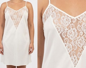 Vintage 90s Victoria's Secret Gold Label Ivory Lace Slip Dress Size M