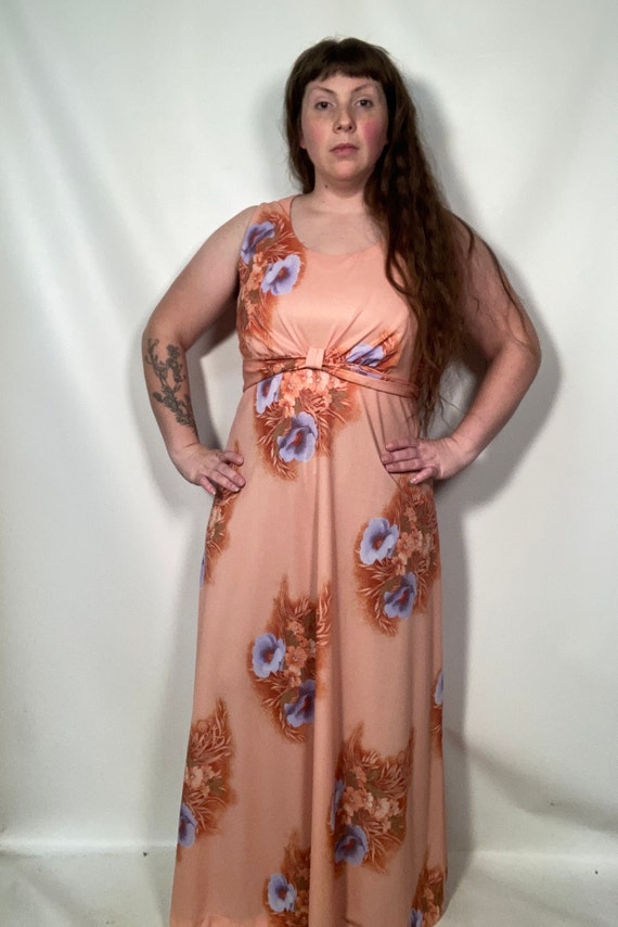 Vintage 70s Plus Size Hawaiian 2 Piece Set Maxi D… - image 4