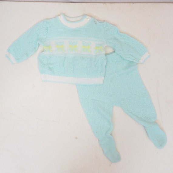 Vintage 70s/80s Baby Teddy Bear 2 Piece Knit Set … - image 2