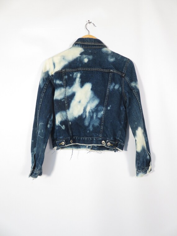 Vintage 90s Bleach Out Cropped Denim Jacket Size … - image 6