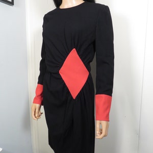 Vintage Valentino Designer 1986 Red Diamond Dress Size S image 6