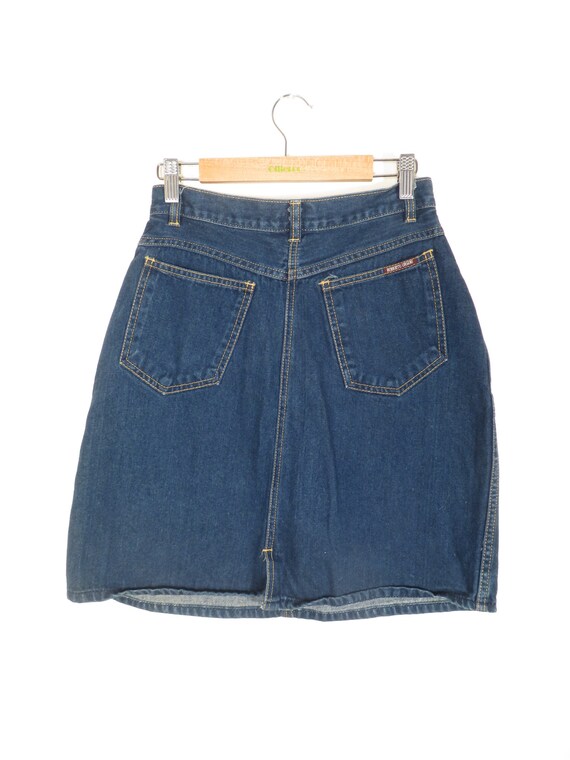 Vintage 80s Classic Denim Mini Skirt Size S 26 Wa… - image 3