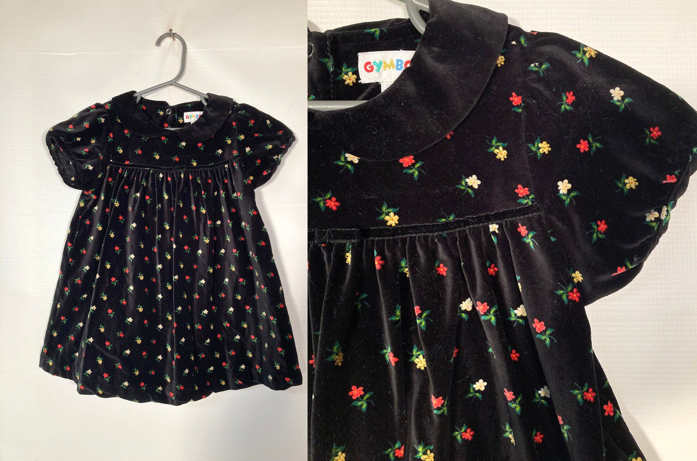 Vintage 90s Kids Velvet Floral Holiday Dress Rainbow Gymboree Label Size 2 3 Years Etsy Canada