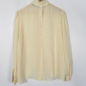 Vintage 70s Designer Pierre Cardin Lightweight Sheer Lace Panel Blouse Size L image 5