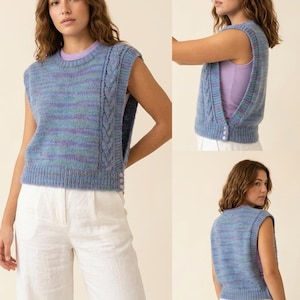 Vintage 70s/80s Marbled Knit Space Dyed Sweater Vest With Open Sides Size M