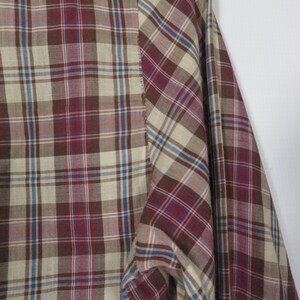 Vintage 70s Paper Thin Plaid Blouse Size M image 5