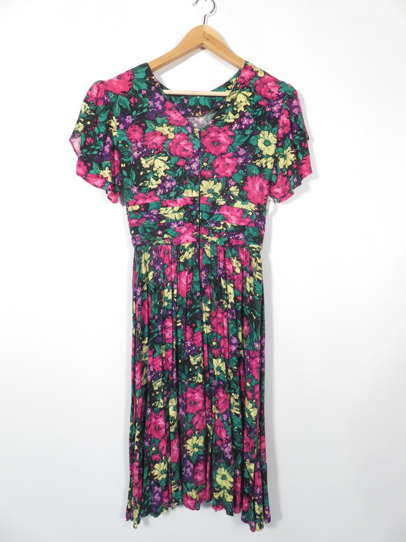 Vintage 80s/90s Spring Floral Dress Talla S/M imagen 4