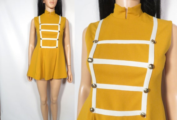 Vintage 70s Mustard Yellow Majorette Dress Size S - Gem