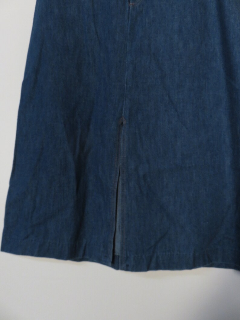 Vintage 70s High Waist Denim Midi Skirt Size XS 25 Waist image 6