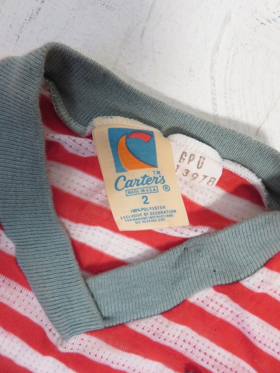 Vintage 70s Kids Striped Anchor V Neck By Carters… - image 3