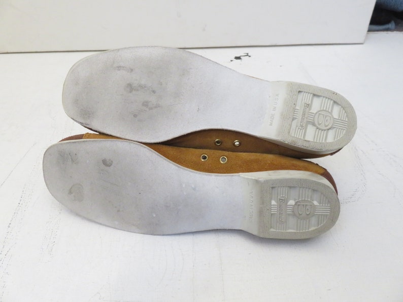 Vintage 70s Tri Tone Suede Lace Up Color Block Bowling Shoes Size 9