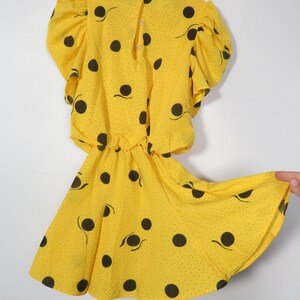 Vintage 80s Kids Yellow Polka Dot Dress Union Made Size 8 image 6