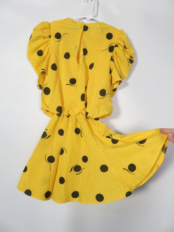 Vintage 80s Kids Yellow Polka Dot Dress Union Mad… - image 6